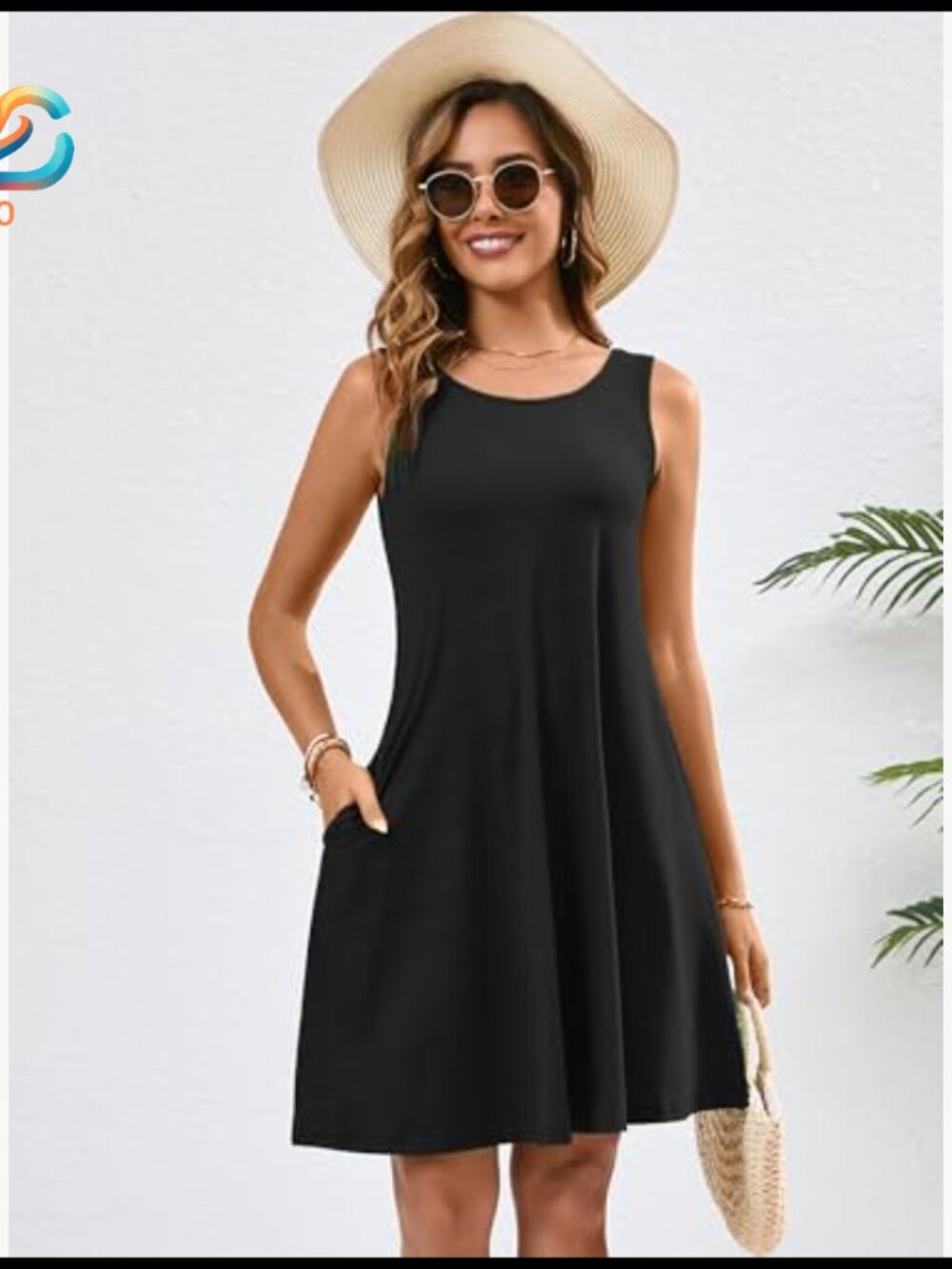 Sleeveless Swing Dress with Pockets, Casual Summer Beach Wear - Picture 3 of 5